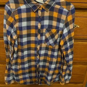 Columbia, yellow and blue long sleeve flannel shirt for winter in good condition
